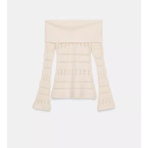 Zara Elegant Off-Shoulder Cream Sweater Size L NWT